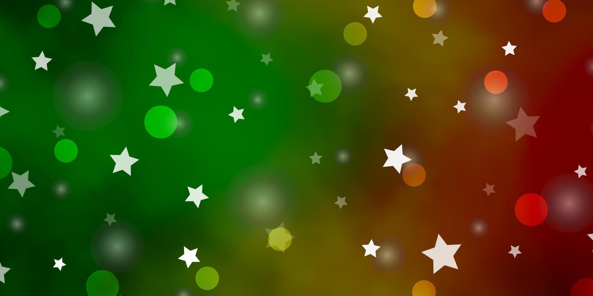 Fondo de vector verde oscuro, amarillo con círculos, estrellas.