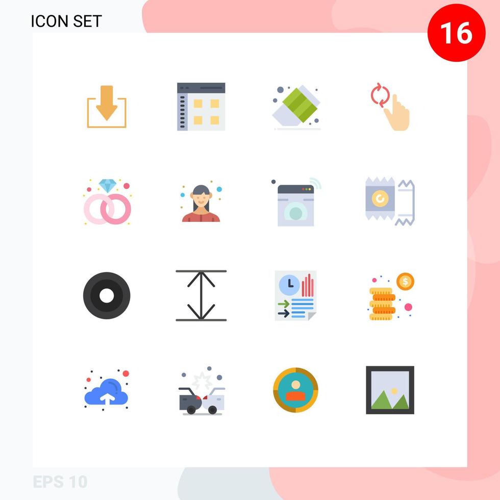 paquete de iconos de vector de stock de 16 signos y símbolos de línea para anillo de diamante gesto de regreso a la escuela paquete editable a mano de elementos de diseño de vector creativo