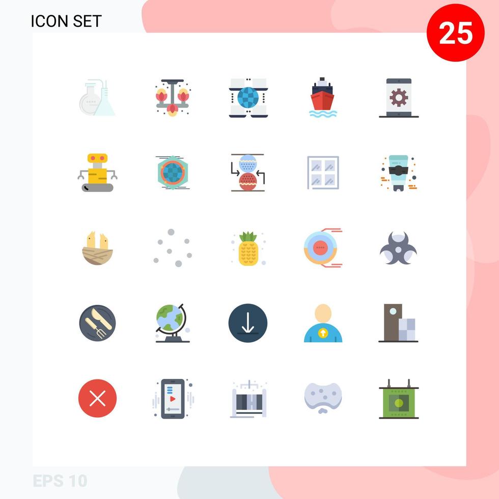 25 Creative Icons Modern Signs and Symbols of phone media internet engine swim Editable Vector Design Elements