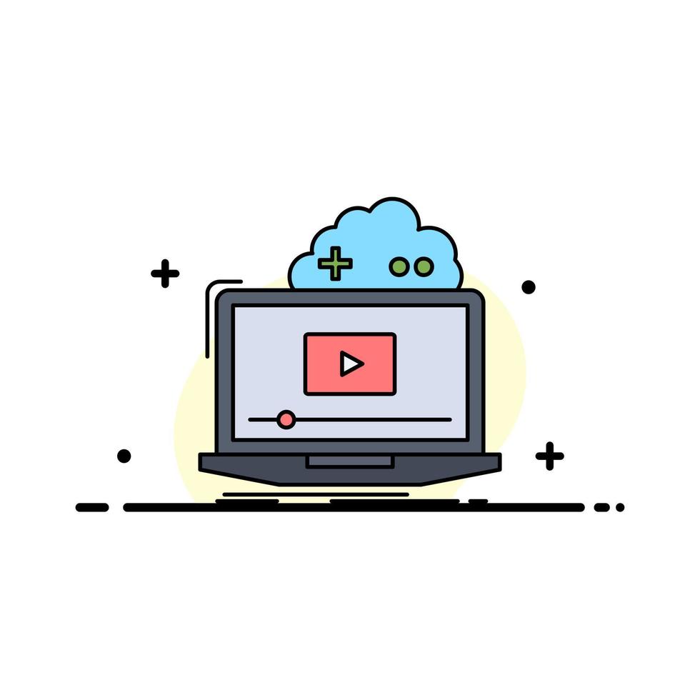 Cloud game online streaming video Flat Color Icon Vector