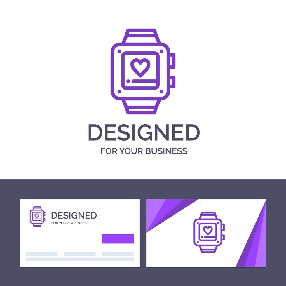 tarjeta de visita creativa y plantilla de logotipo mano reloj amor corazón boda vector ilustración