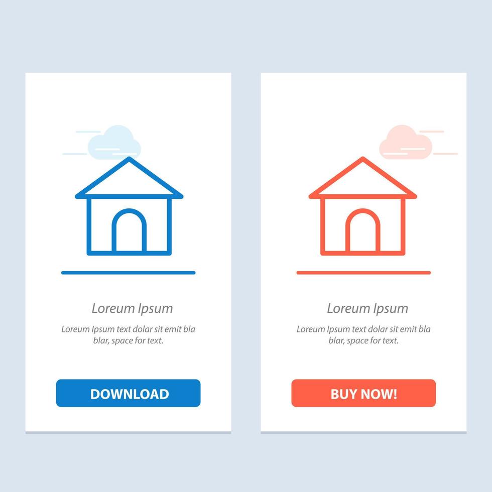 Building Hose House Shop  Blue and Red Download and Buy Now web Widget Card Template vector