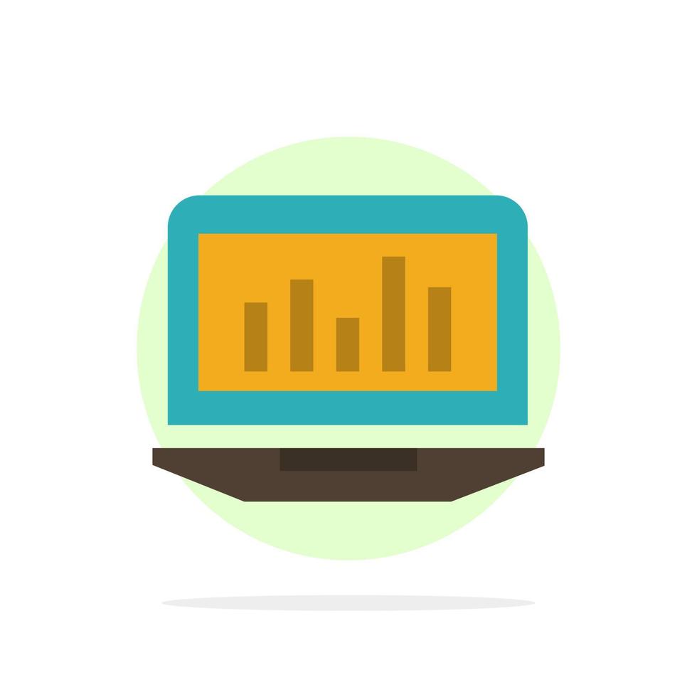 Laptop Graph Analytics Monitoring Statistics Abstract Circle Background Flat color Icon vector