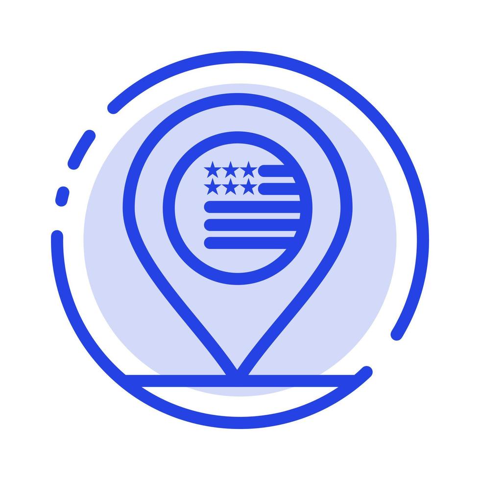 American Location Map Sign Blue Dotted Line Line Icon vector