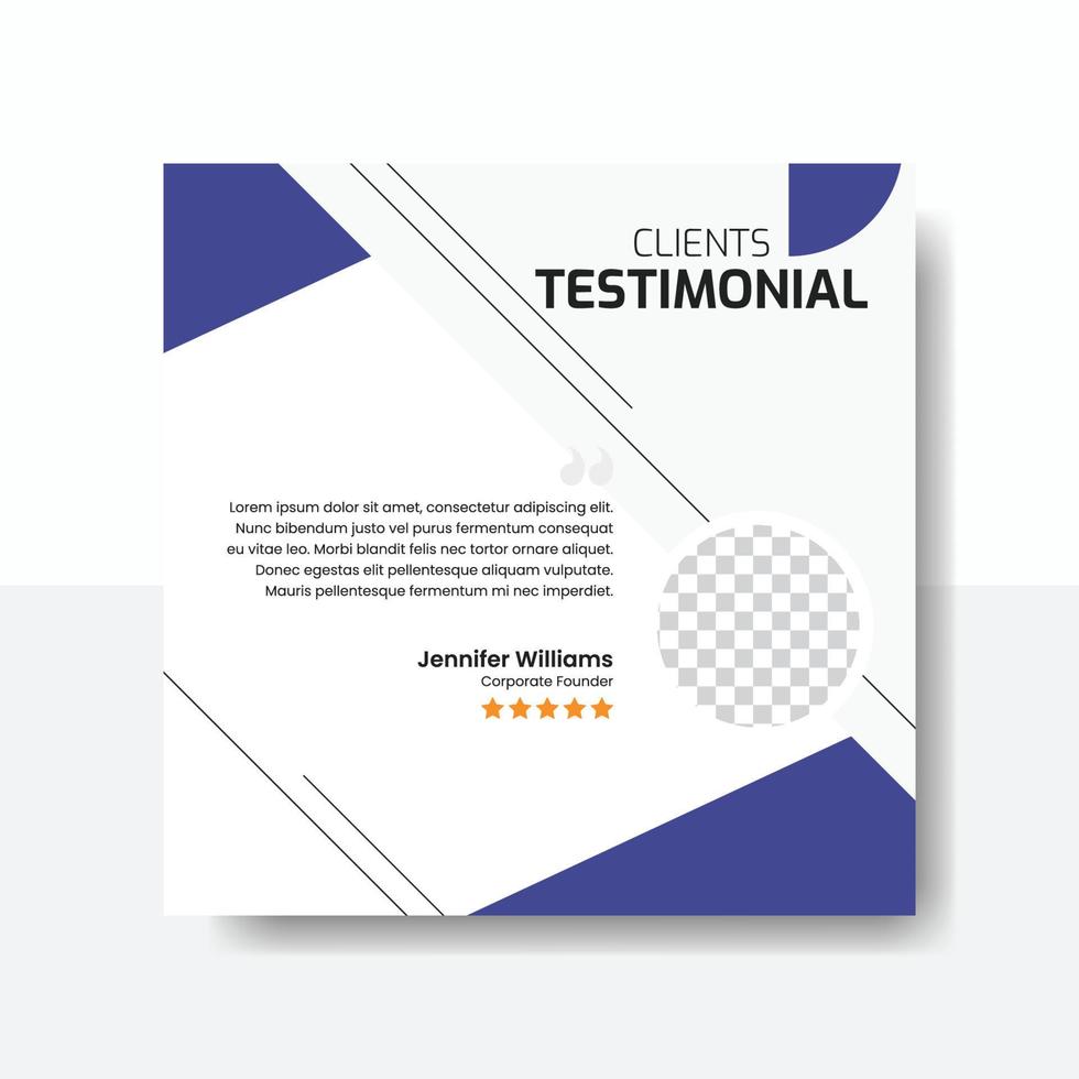 Testimonial or customer feedback review social media post vector