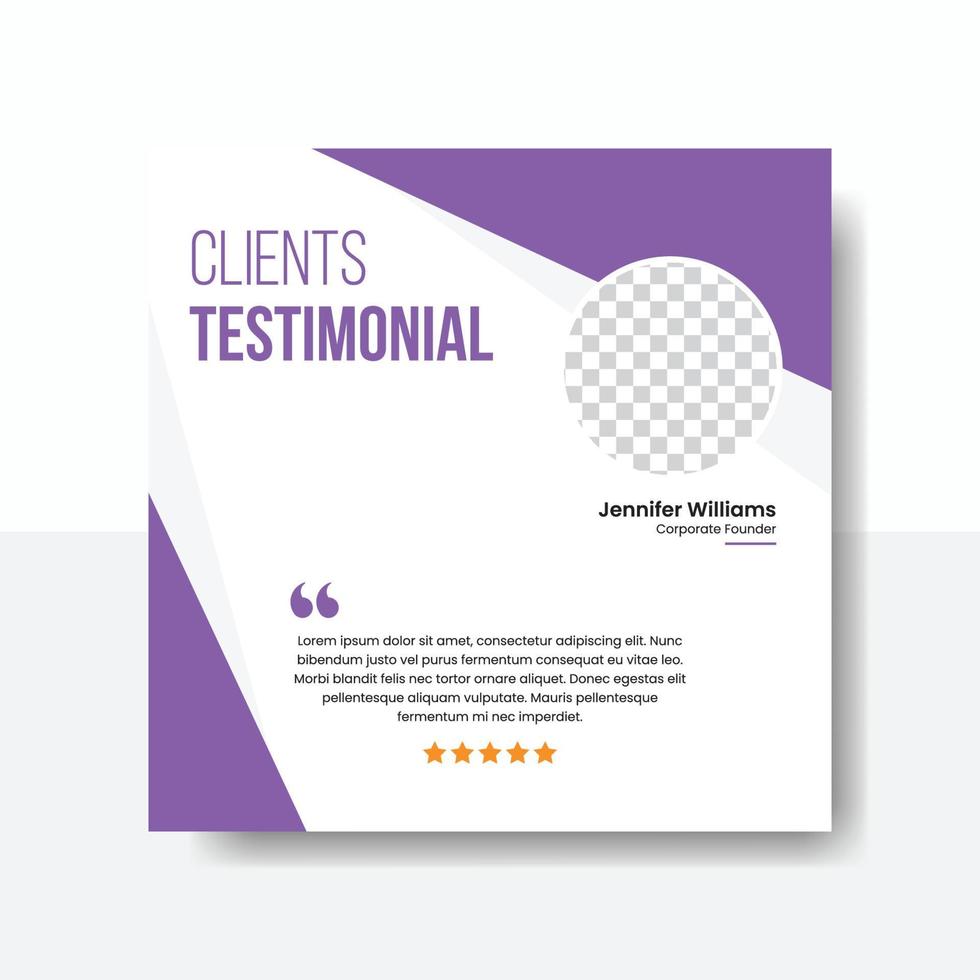 Testimonial or customer feedback review social media post vector