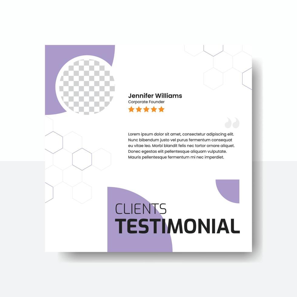 Testimonial or customer feedback review social media post vector