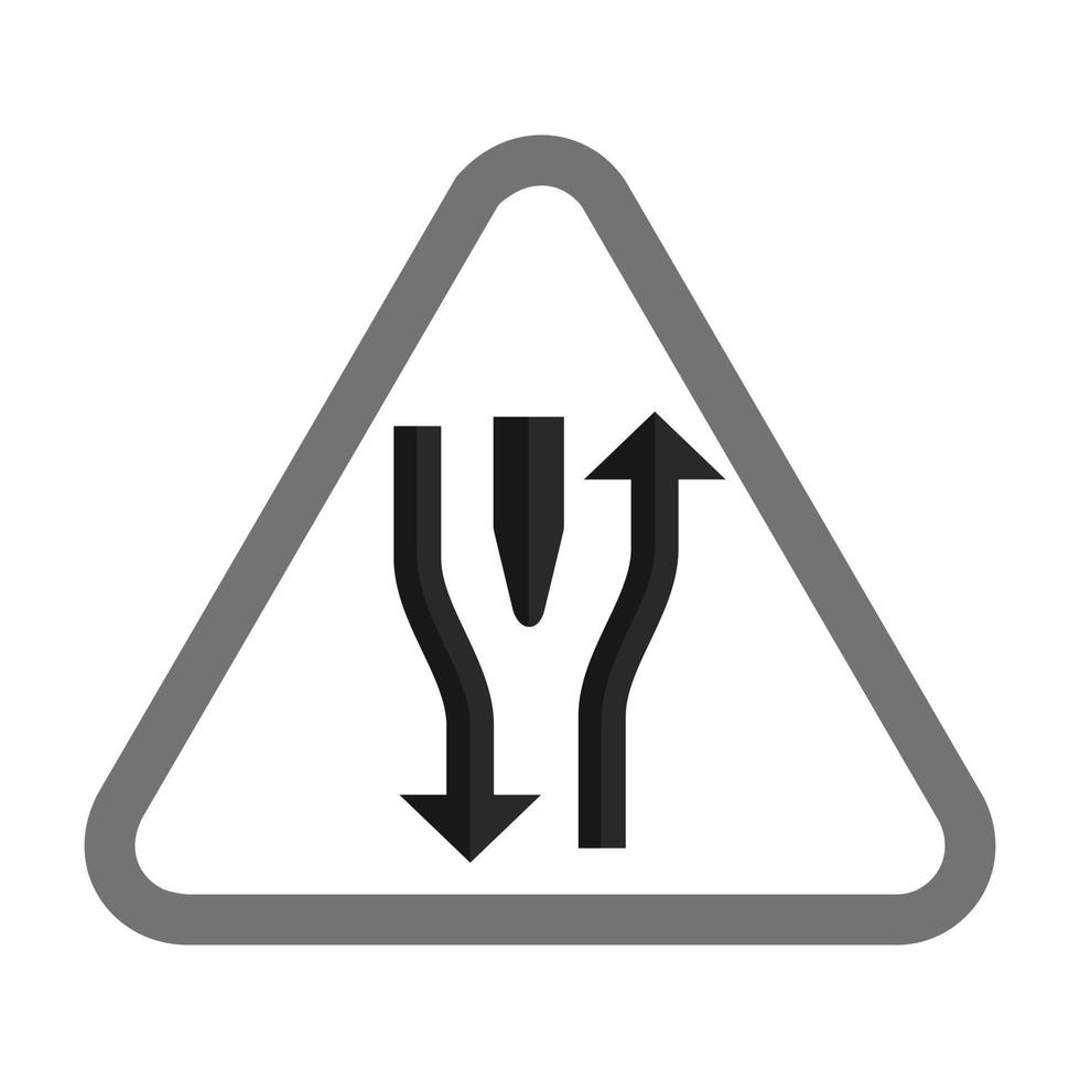 Double lane ahead Flat Greyscale Icon vector