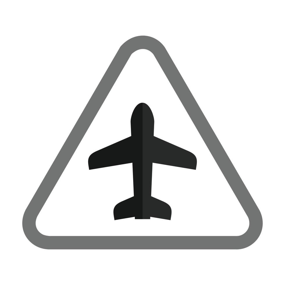 aeropuerto, señal, plano, escala de grises, icono vector