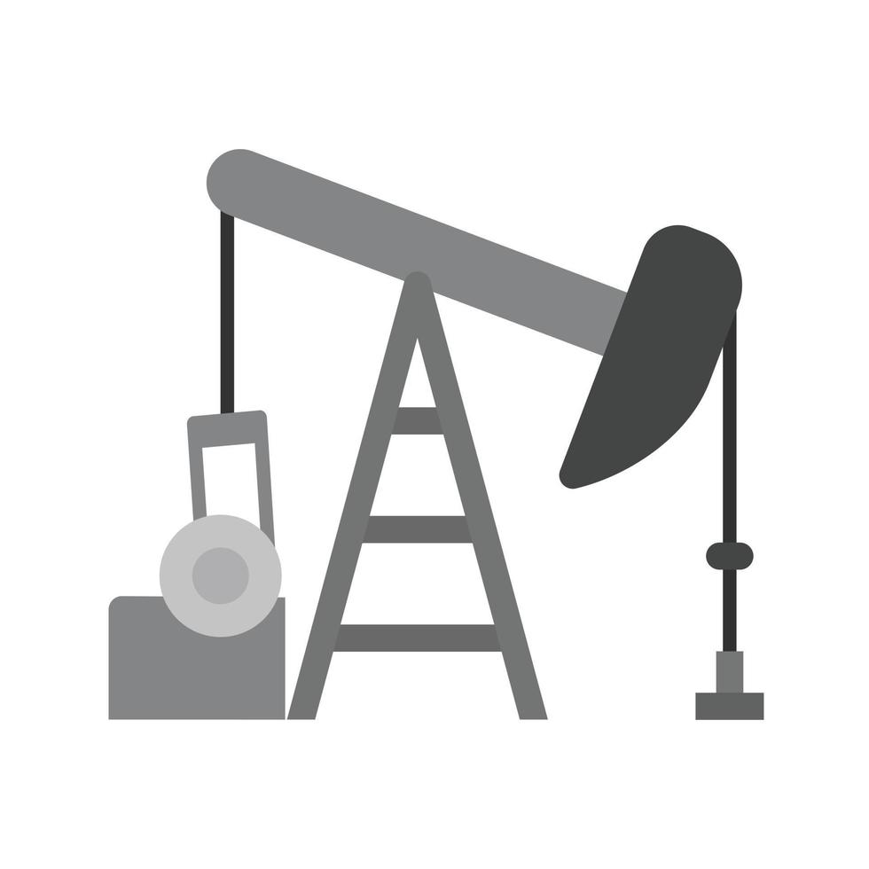 Pumpjack icono plano en escala de grises vector