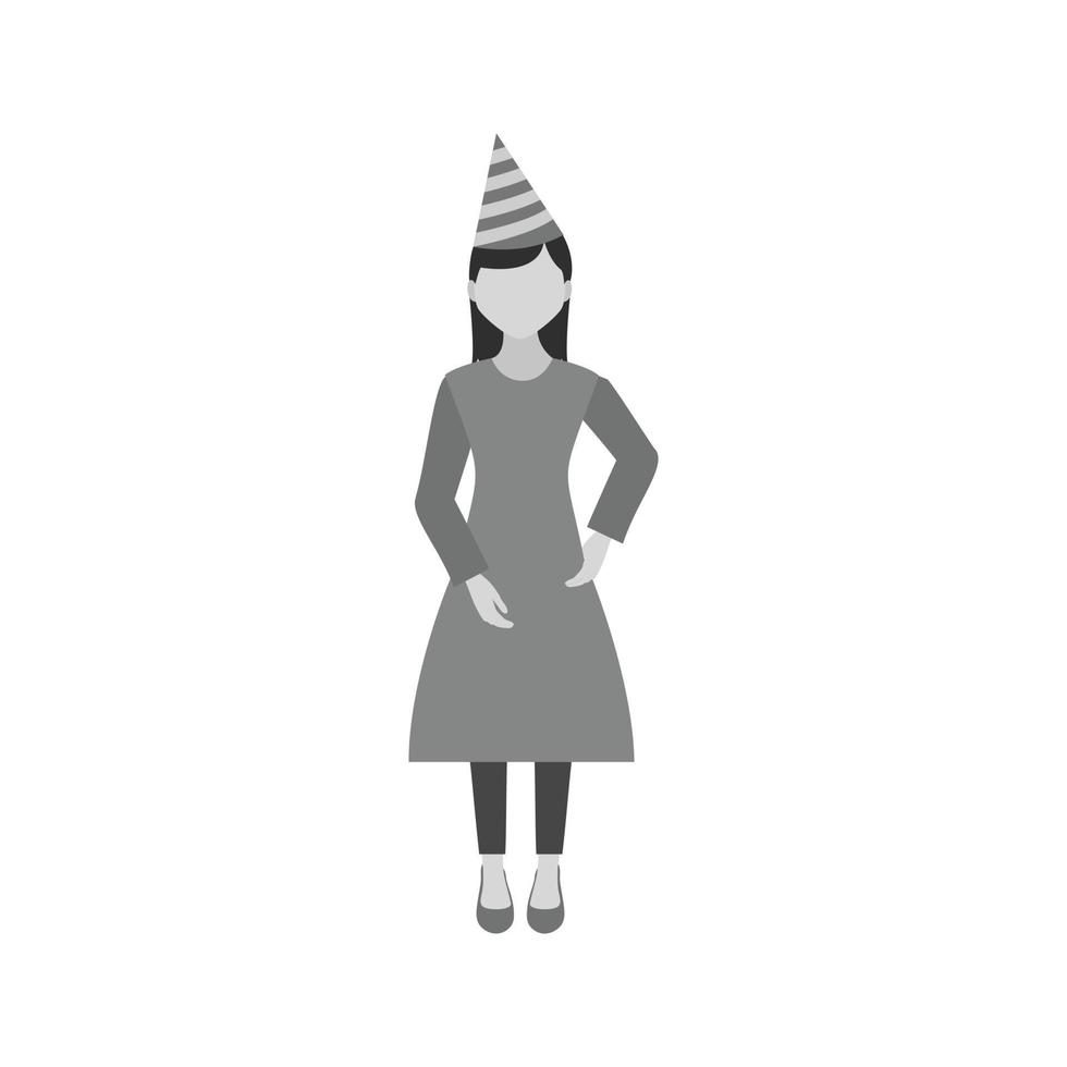 Woman Birthday Flat Greyscale Icon vector
