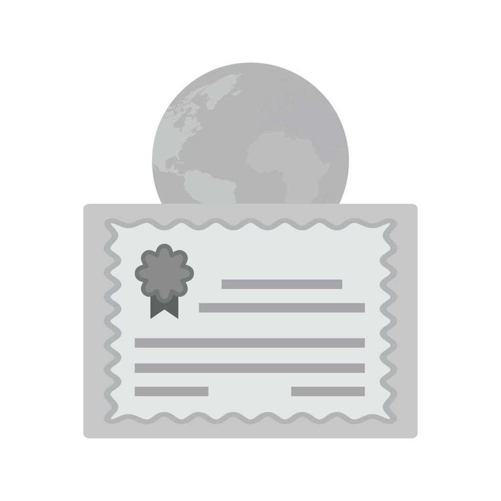 icono de escala de grises plana de certificado global vector