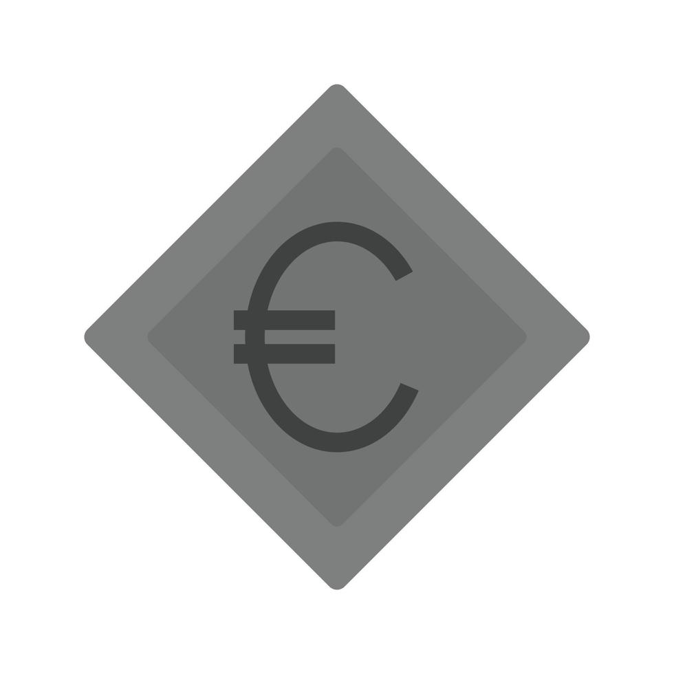 símbolo del euro icono plano en escala de grises vector