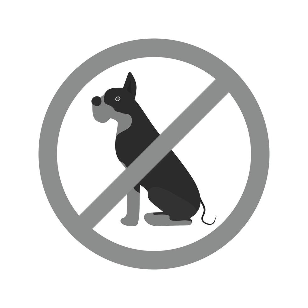 No Pets Flat Greyscale Icon vector