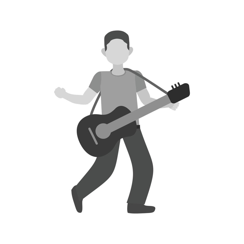 Guitar Player Flat Greyscale Icon vector