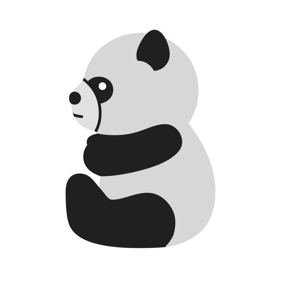 Panda Flat Greyscale Icon vector