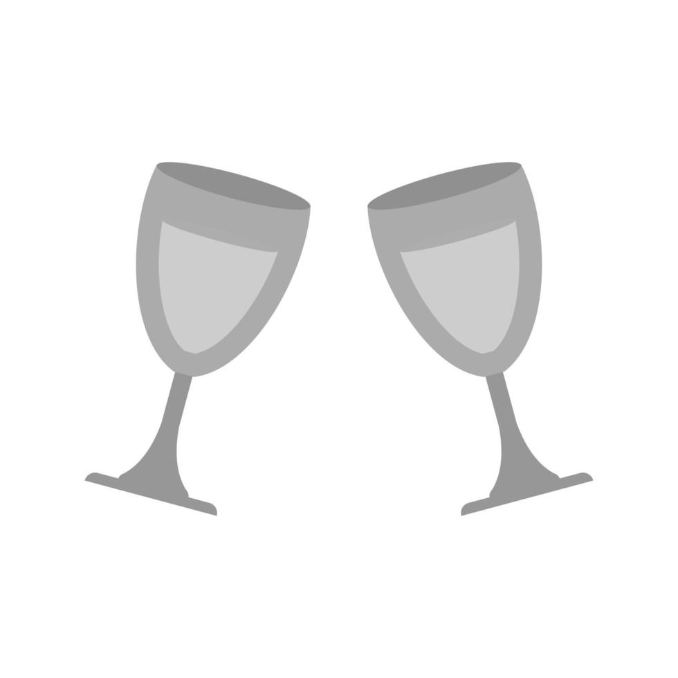 champán en copa plana icono en escala de grises vector