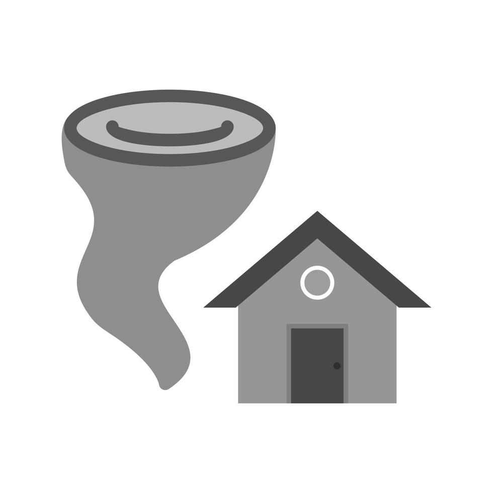 Tornado Hitting House Flat Greyscale Icon vector
