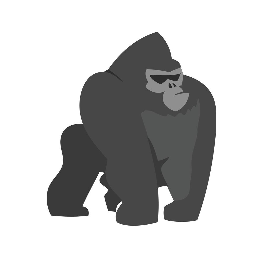 Gorilla Flat Greyscale Icon vector