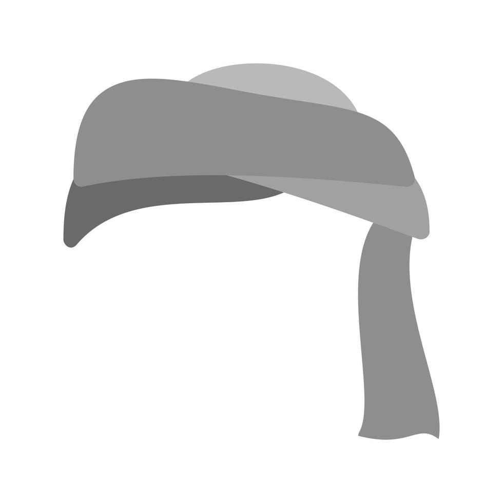 icono de turbante plano en escala de grises vector
