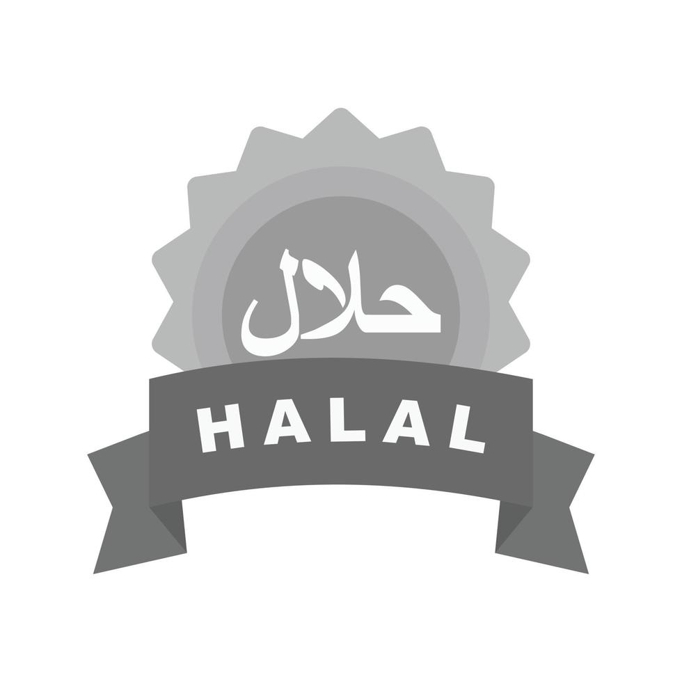 icono de escala de grises plana de etiqueta halal vector