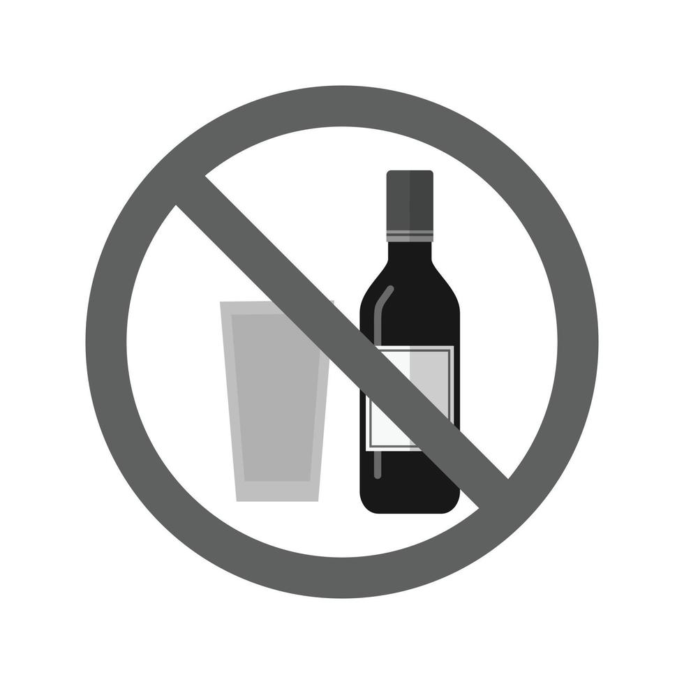 No Drinks Flat Greyscale Icon vector