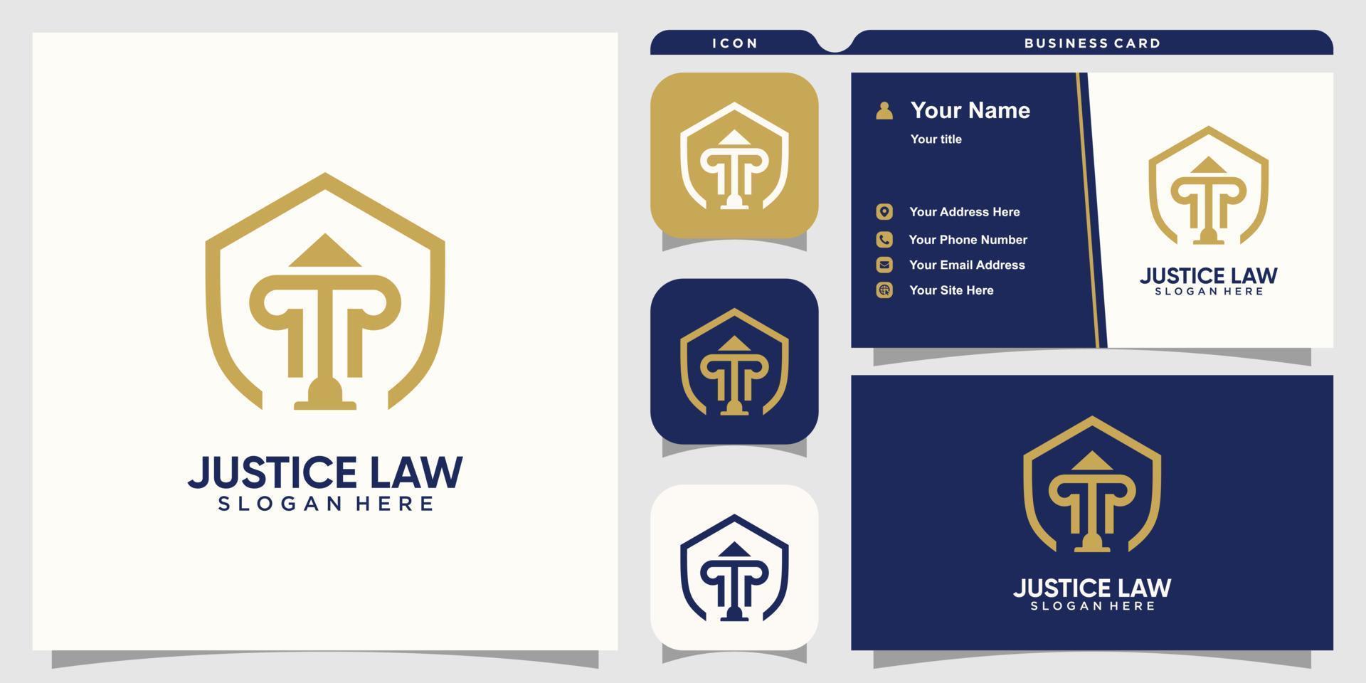 Law firm logo with business card design icon template vector