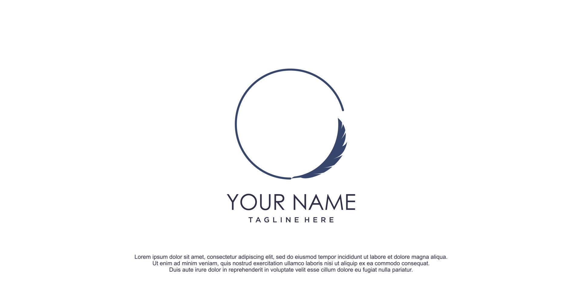 Feather logo with text space icon design illustration vector