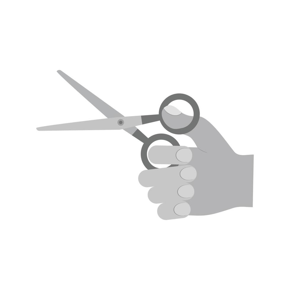 Holding Scissors Flat Greyscale Icon vector