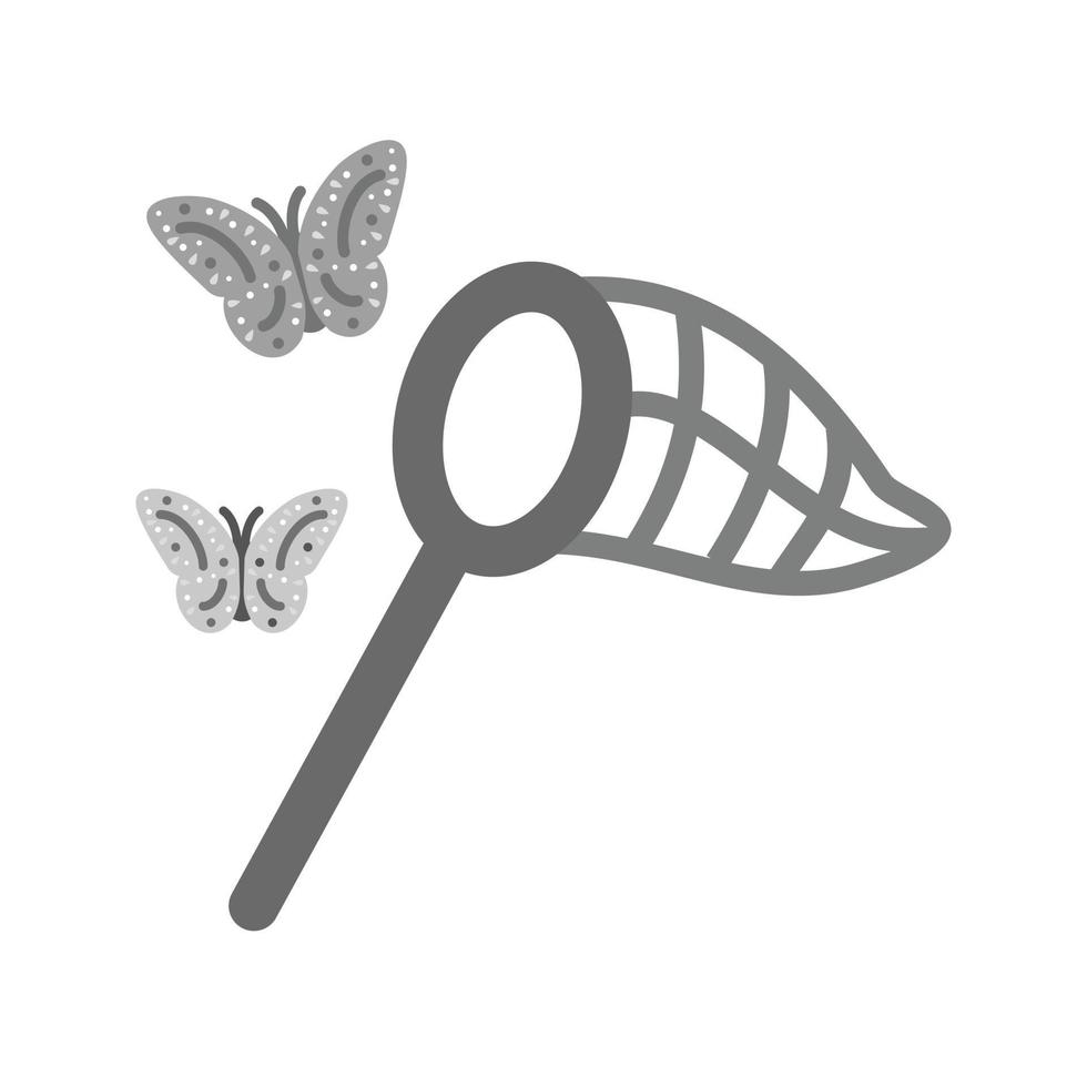 Catching Butterflies Flat Greyscale Icon vector