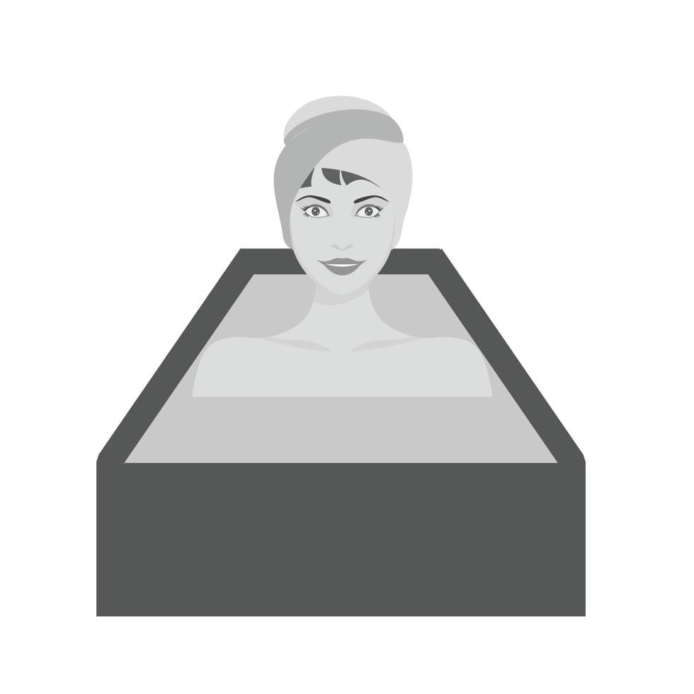 Hot Water Bath Flat Greyscale Icon vector