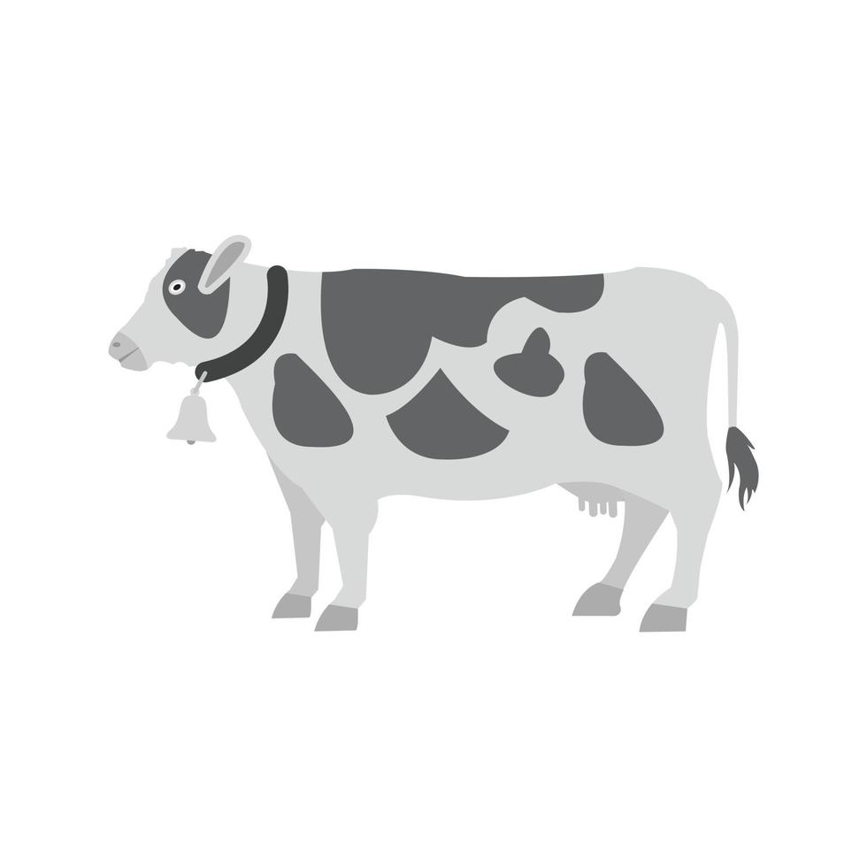 icono de vaca plana en escala de grises vector