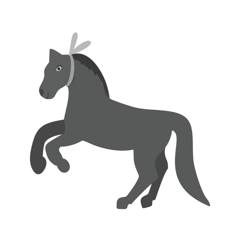 caballo realizando un icono plano en escala de grises vector