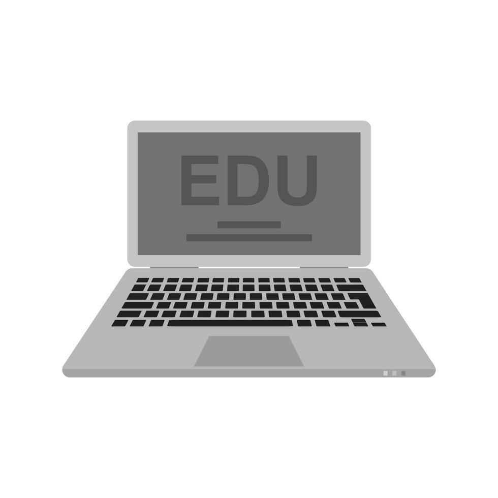 educación en la computadora portátil icono de escala de grises plana vector