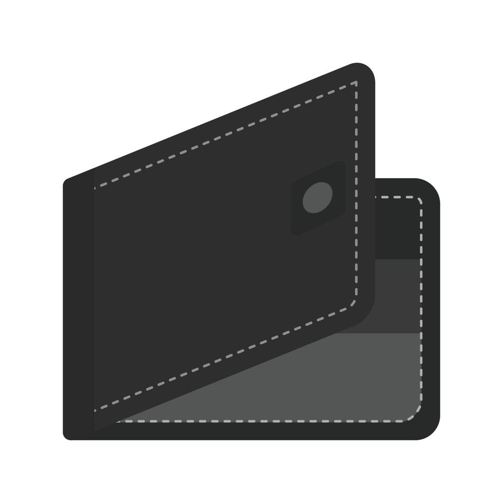 icono de billetera plana en escala de grises vector
