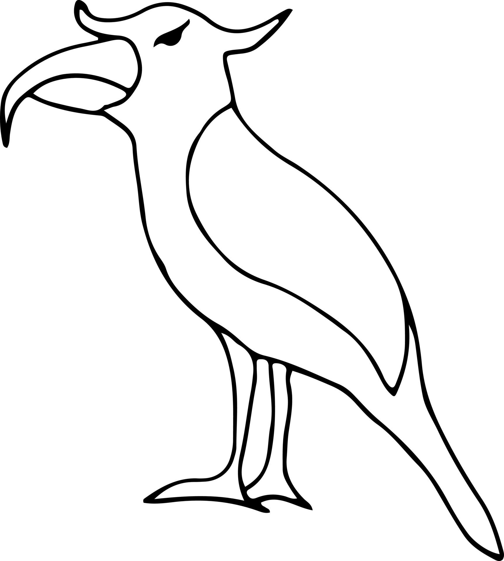 Bird icon, thin line style, flat design, hand drawn, hand drawn ...