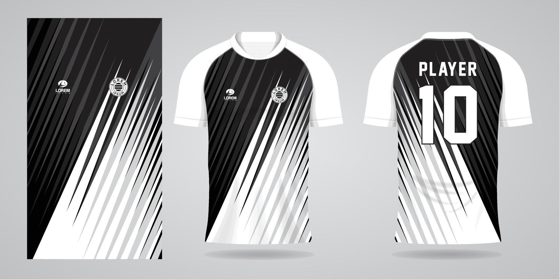 plantilla de diseño de jersey de camiseta deportiva blanca negra vector