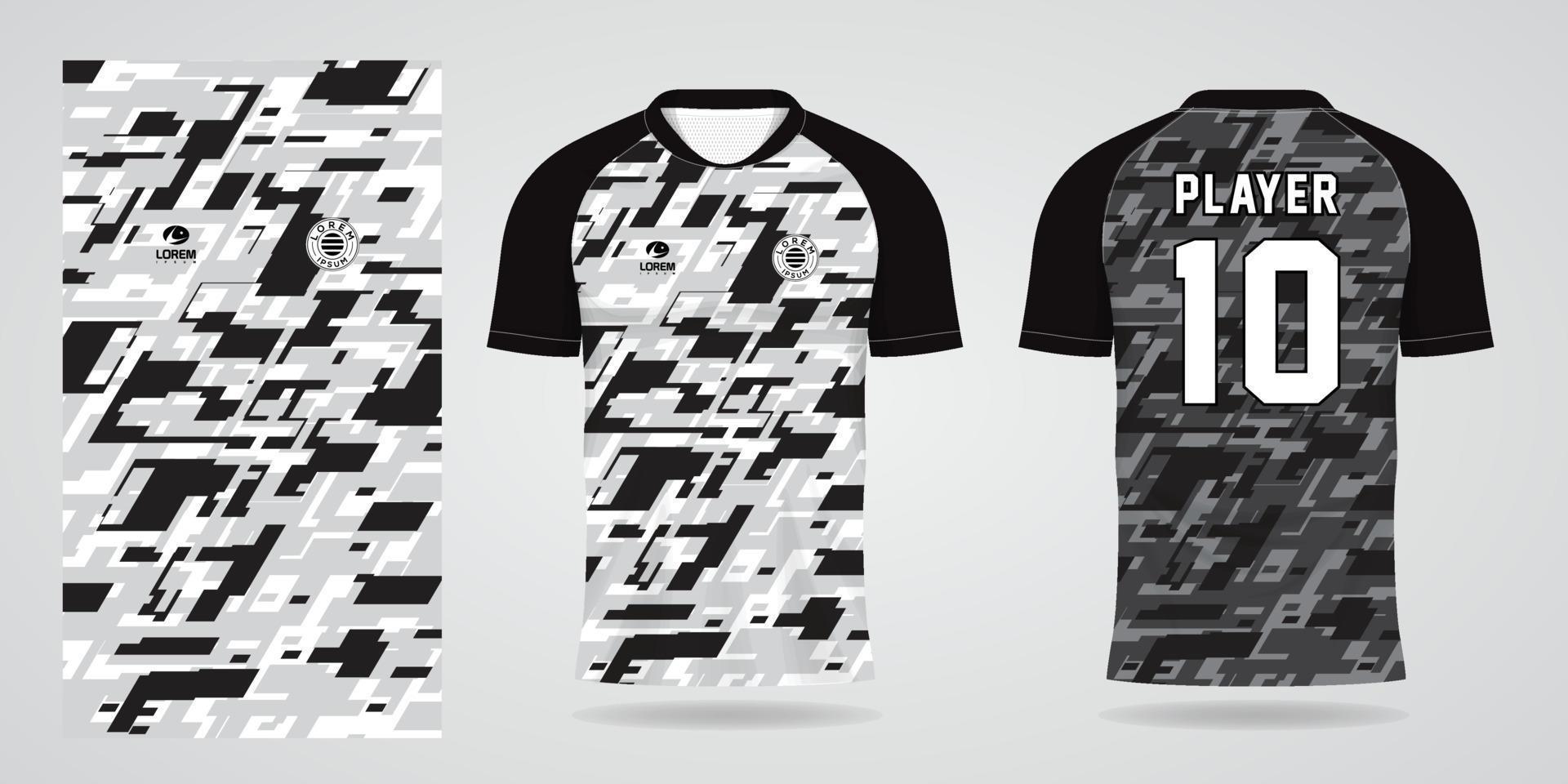 black white sports shirt jersey design template vector