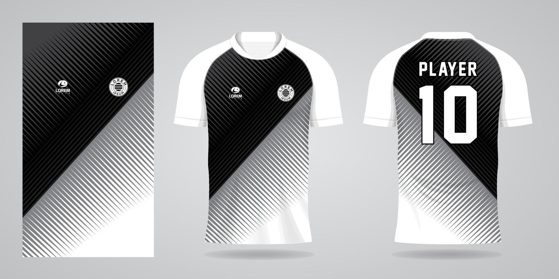 black white sports shirt jersey design template vector