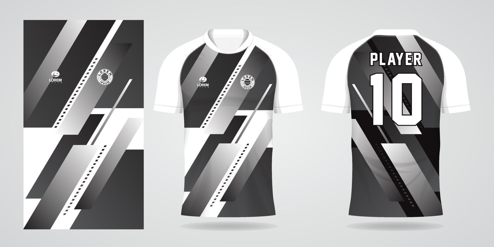 plantilla de diseño de jersey de camiseta deportiva blanca negra vector