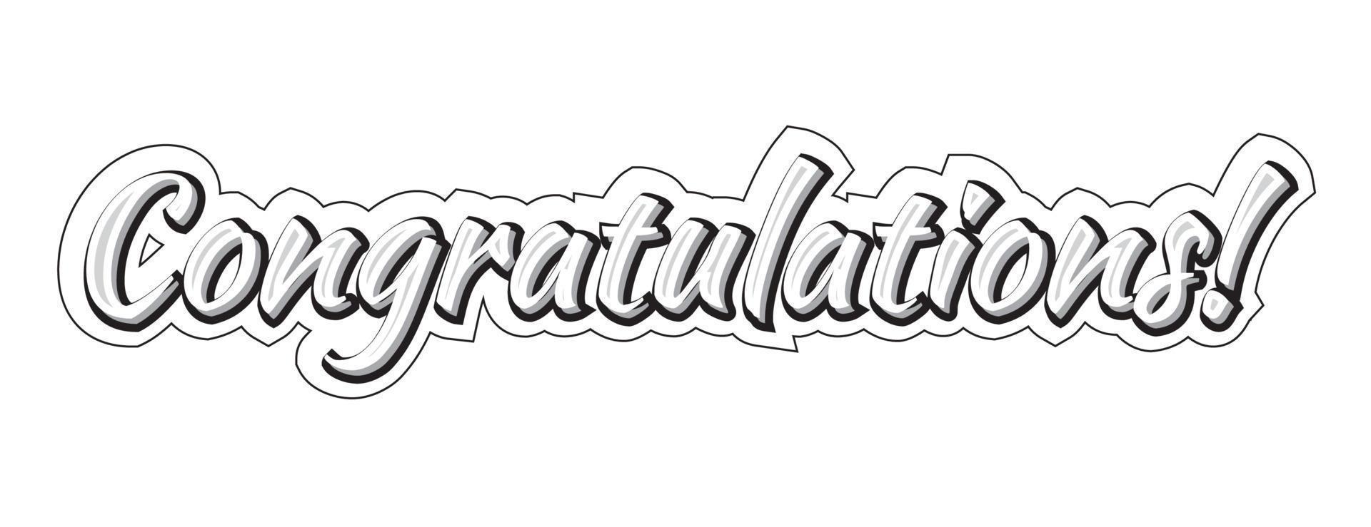 congratulation lettering vector design for greeting in black and white color