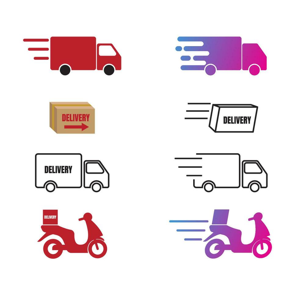 delivery icon collection with eight choices. vector illustration