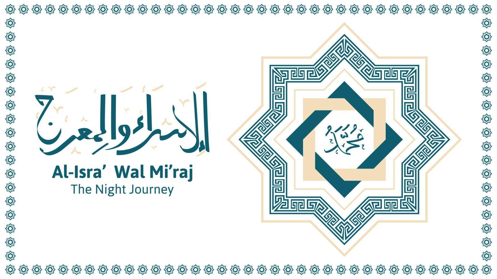 Isra Miraj background design with arabic calligraphy. suitable for social media post, greeting card, etc. vector