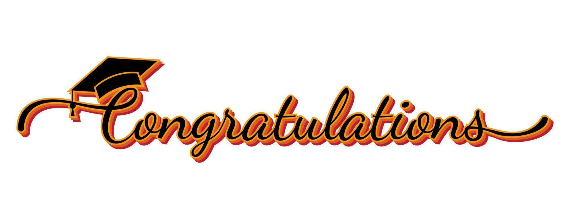 congratulation typography lettering vector design for greeting in orange and blue color