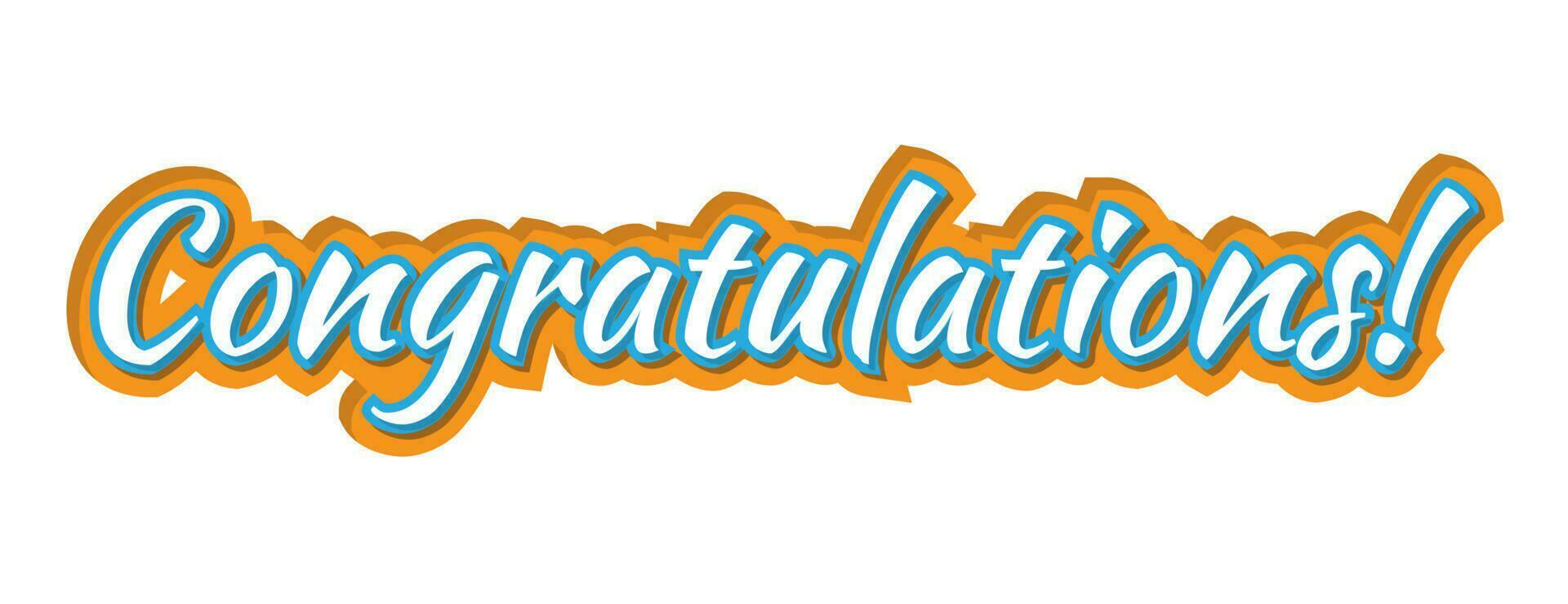 congratulation typography lettering vector design for greeting in orange and blue color