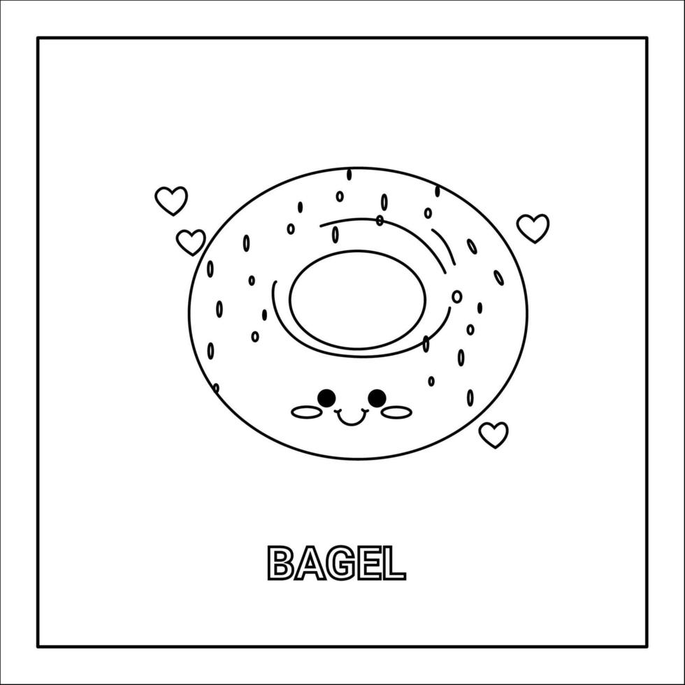 kawaii  hand drawn colouring book of food and drink cartoon line art vector