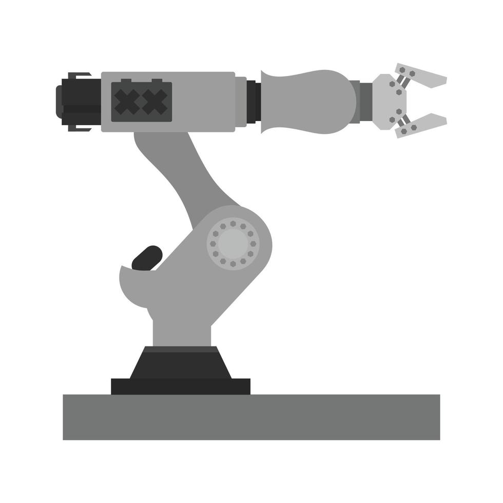 robot industrial ii icono plano en escala de grises vector