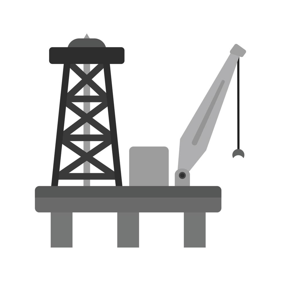 Oil Platform Flat Greyscale Icon vector