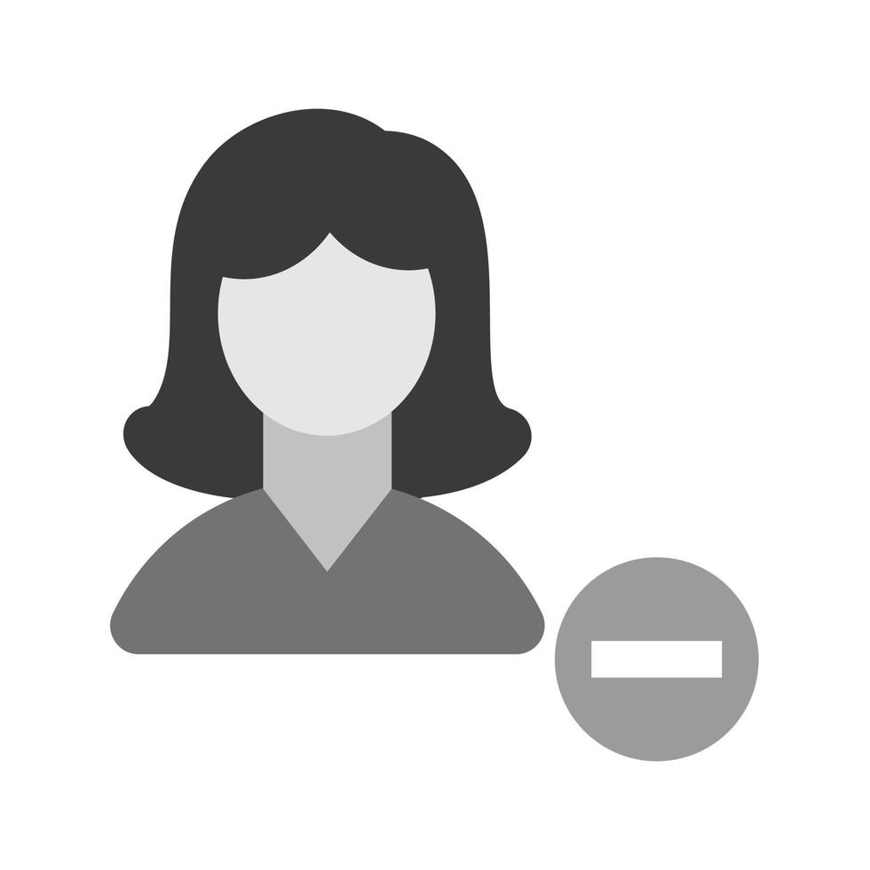 eliminar perfil femenino icono plano en escala de grises vector