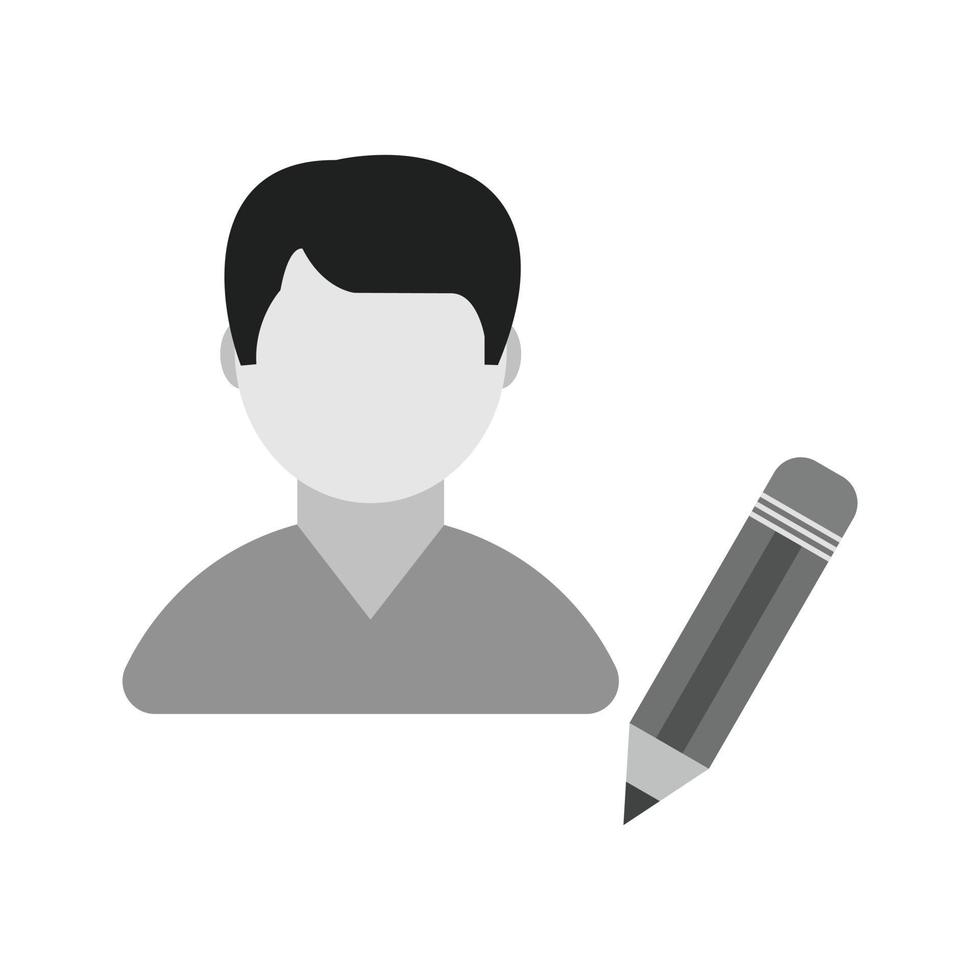 Update Male Profile Flat Greyscale Icon vector